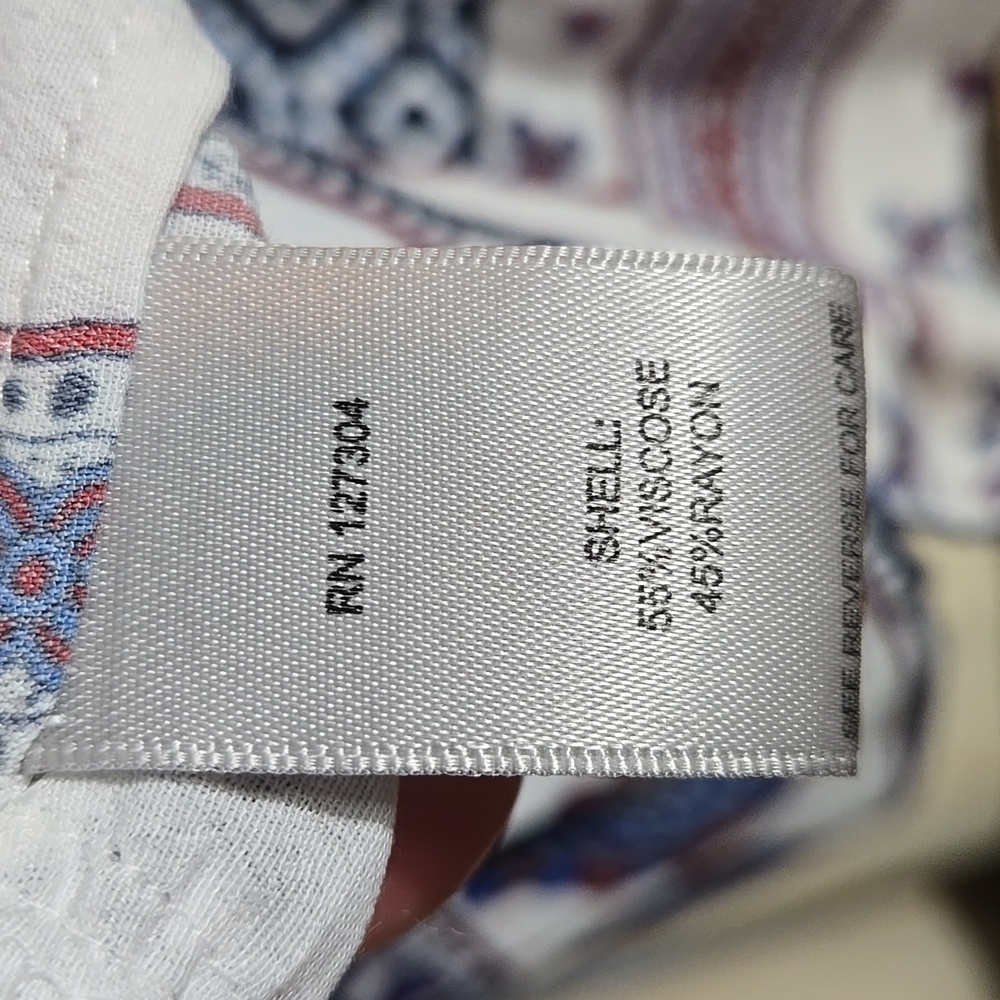 John Mark Vibrant Red Floral With Blue and White Stripes Tunic Size Medium - Picture 9 of 9